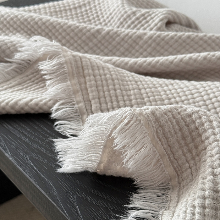 91家纺网 家纺一手货源 找家纺 Mr.pig猪先生水洗棉 2026新款全棉四层纱毯子（展示价格为控价，实际价格请联系客服） 银灰色