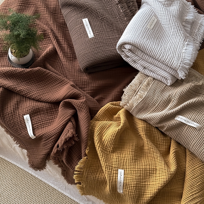 91家纺网 家纺一手货源 找家纺 Mr.pig猪先生水洗棉 2026新款全棉四层纱毯子（展示价格为控价，实际价格请联系客服） 叠拍