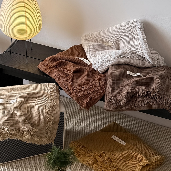 91家纺网 家纺一手货源 找家纺 Mr.pig猪先生水洗棉 2026新款全棉四层纱毯子（展示价格为控价，实际价格请联系客服） 叠拍