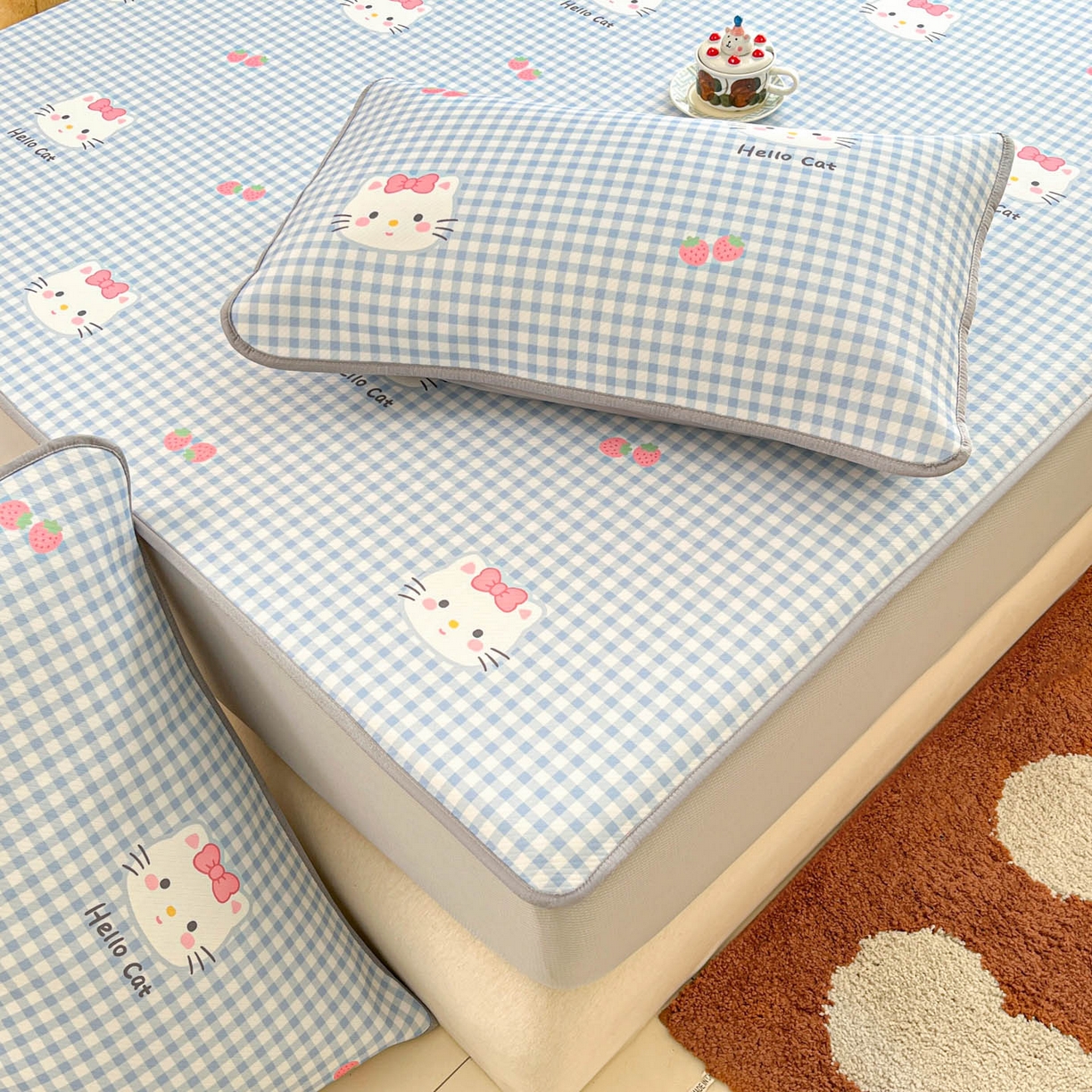 91家纺网 家纺一手货源 找家纺 （总）川悦生活 2026新款凉豆豆斜纹冰丝凉席单品床笠单件床笠