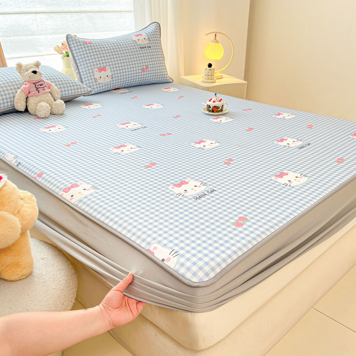 91家纺网 家纺一手货源 找家纺 （总）川悦生活 2026新款凉豆豆斜纹冰丝凉席单品床笠单件床笠