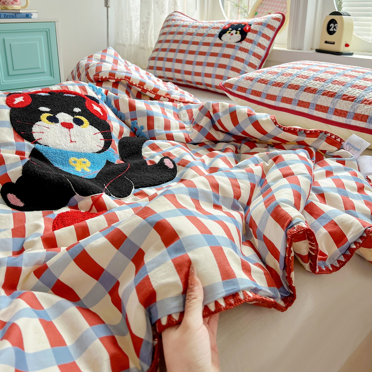 91家纺网 家纺一手货源 找家纺 （总）鑫喜莱家纺 2026新款全棉纯棉夏被毛巾绣贝壳边大豆纤维全棉夏凉被空调被夹棉绗棉枕套