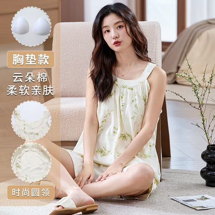 91家纺网 家纺一手货源 找家纺 （总）洛兰沙家居馆 日系睡裙女春秋莫代尔棉长袖长款家居服休闲宽松舒适大码居家睡衣 