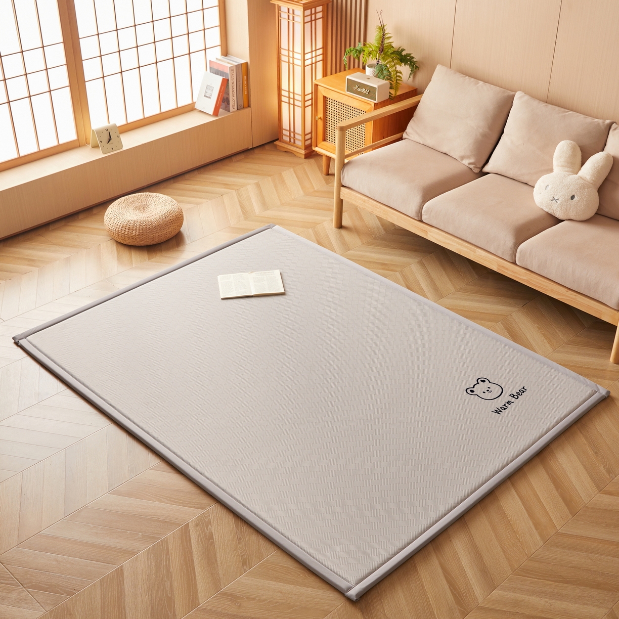 91家纺网 家纺一手货源 找家纺 （总）畅畅家纺 2026新款纯色凉感冰丝地垫多规格时尚凉席可爱熊地垫床垫（厚度1.5cm）