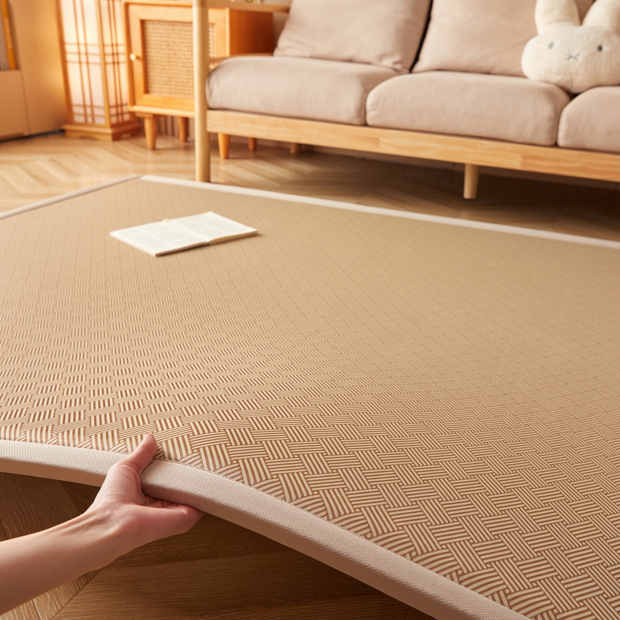 91家纺网 家纺一手货源 找家纺 畅畅家纺 2026新款纯色凉感冰丝地垫多规格时尚凉席可爱熊地垫床垫（厚度1.5cm） 可爱熊咖色