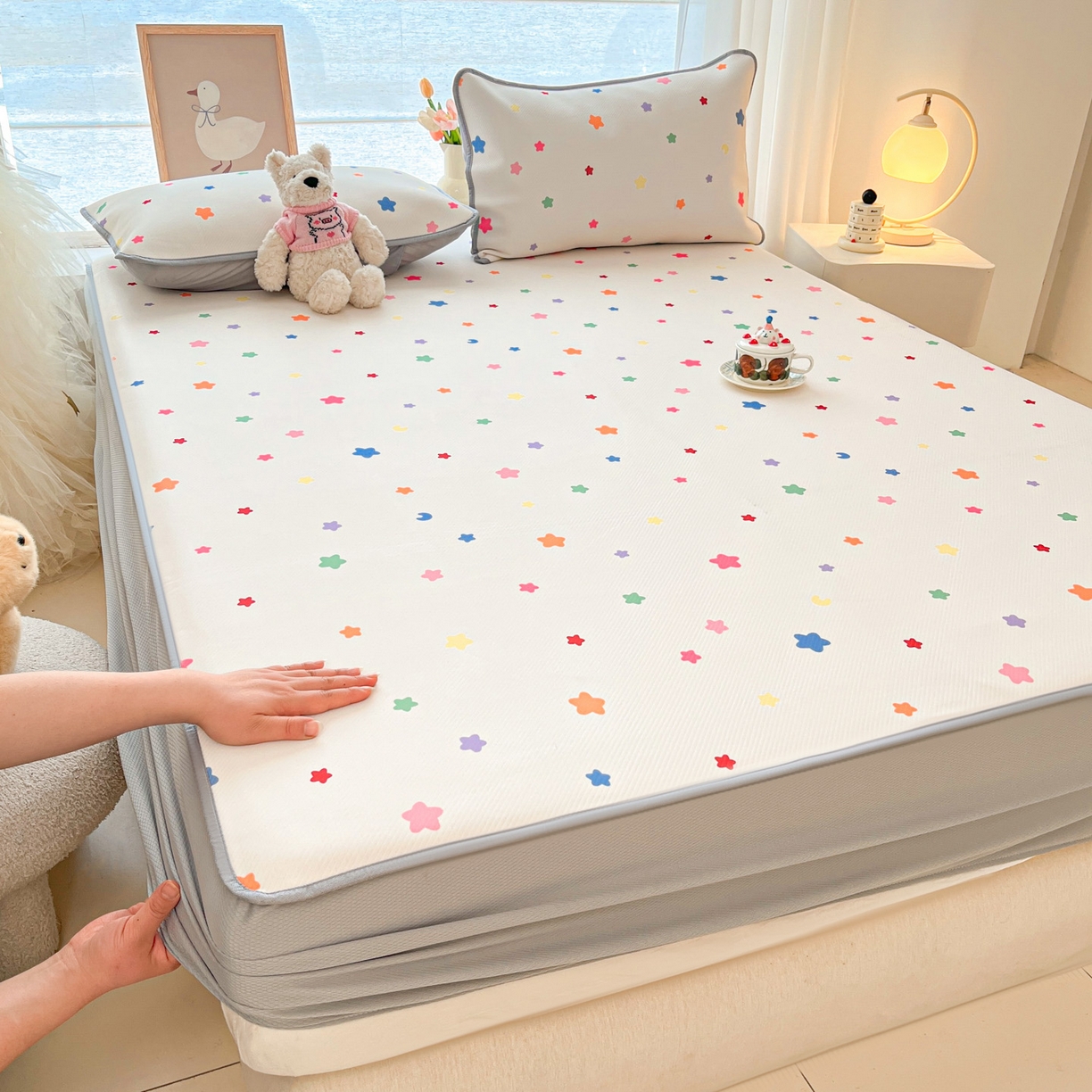 91家纺网 家纺一手货源 找家纺 （总）川悦生活 2026新款凉豆豆斜纹冰丝凉席单品床笠单件床笠