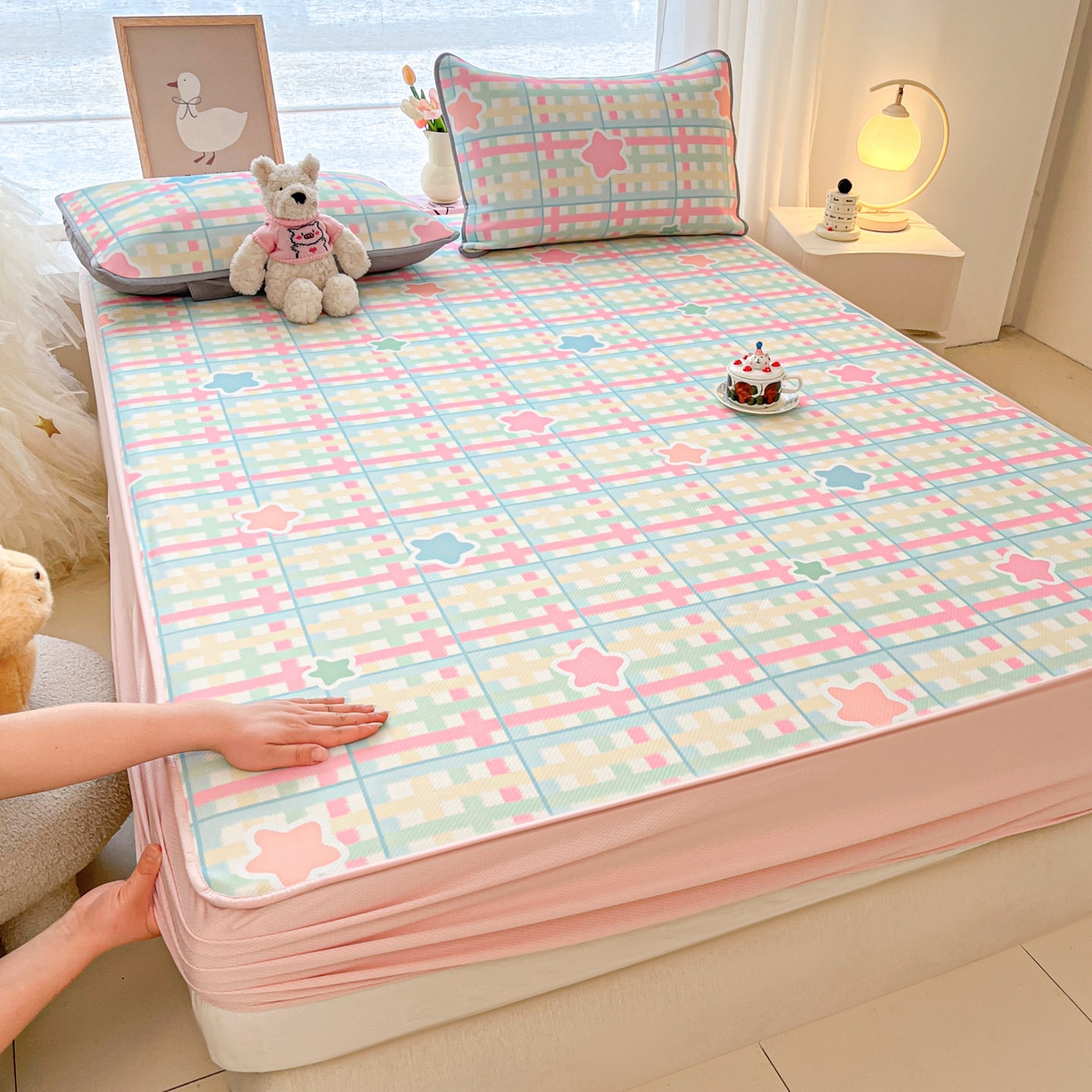 91家纺网 家纺一手货源 找家纺 （总）川悦生活 2026新款凉豆豆斜纹冰丝凉席单品床笠单件床笠