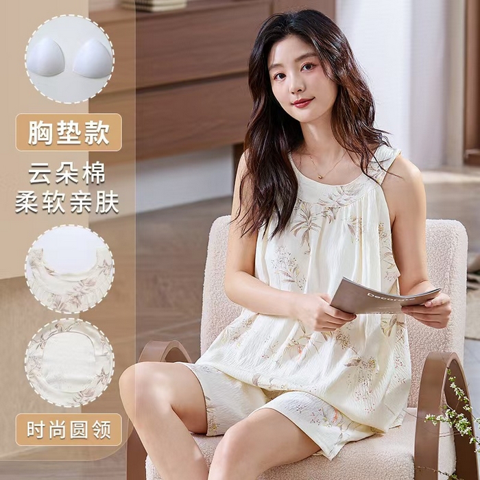 91家纺网 家纺一手货源 找家纺 （总）洛兰沙家居馆 日系睡裙女春秋莫代尔棉长袖长款家居服休闲宽松舒适大码居家睡衣 