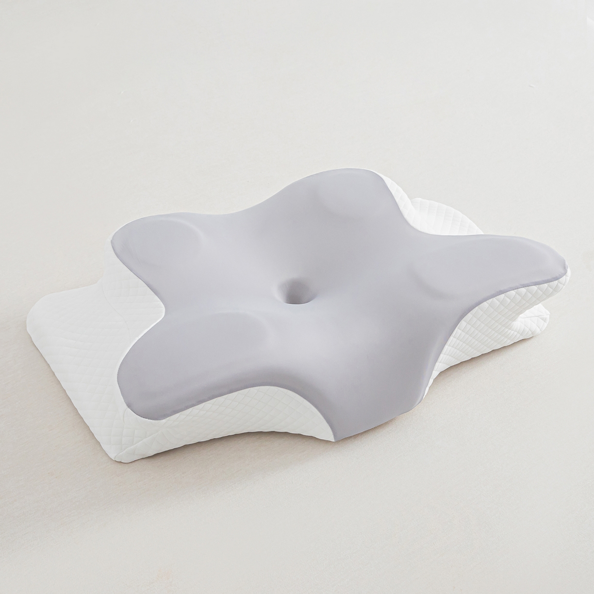 枕星记忆枕 2026新款跨境支撑性牛角枕飞机枕蝶形枕头枕芯 牛角枕-灰色 62*41*10/8cm/只