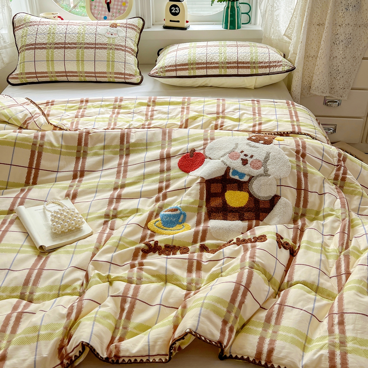 91家纺网 家纺一手货源 找家纺 （总）鑫喜莱家纺 2026新款全棉纯棉夏被毛巾绣贝壳边大豆纤维全棉夏凉被空调被夹棉绗棉枕套