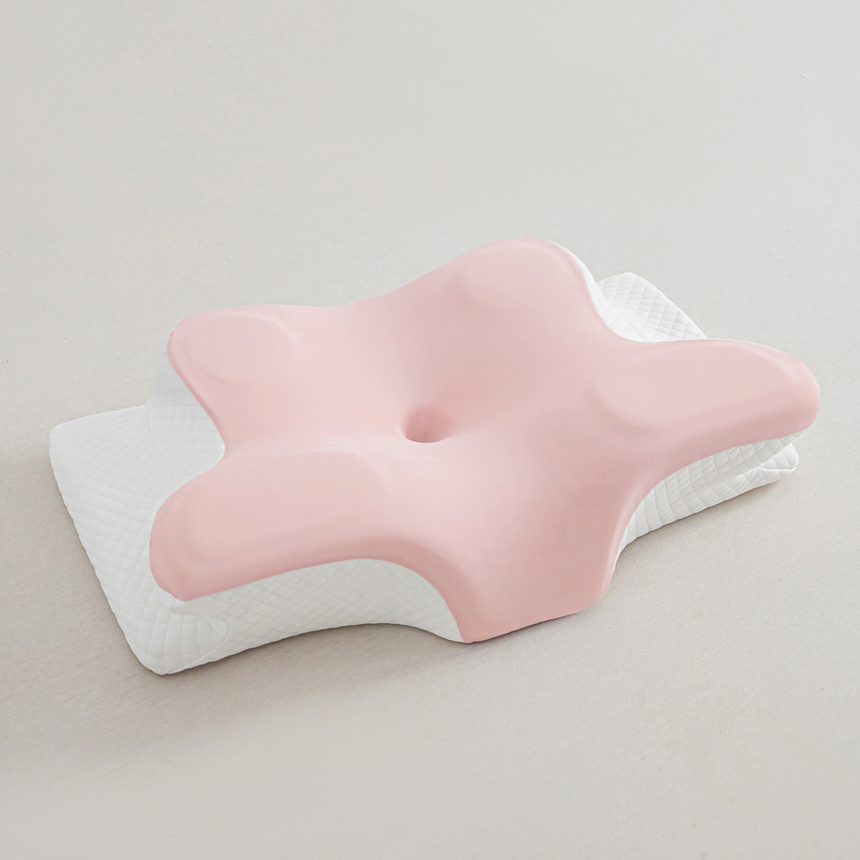 枕星记忆枕 2026新款跨境支撑性牛角枕飞机枕蝶形枕头枕芯 牛角枕-粉色 62*41*10/8cm/只
