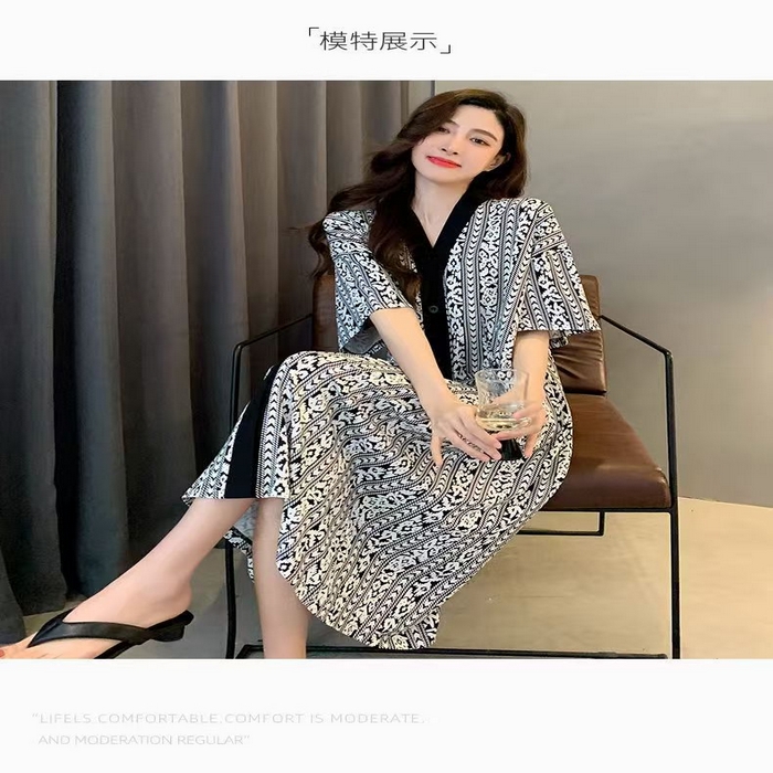 91家纺网 家纺一手货源 找家纺 （总）洛兰沙家居馆 日系睡裙女春秋莫代尔棉短袖长裙家居服休闲宽松舒适睡衣可外穿 