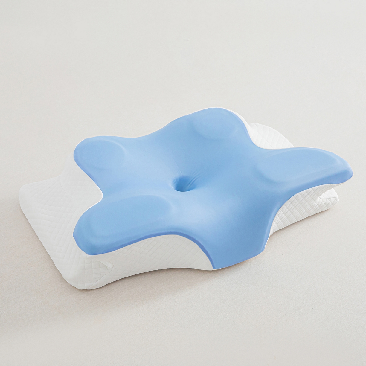 枕星记忆枕 2026新款跨境支撑性牛角枕飞机枕蝶形枕头枕芯 牛角枕-蓝色 62*41*10/8cm/只