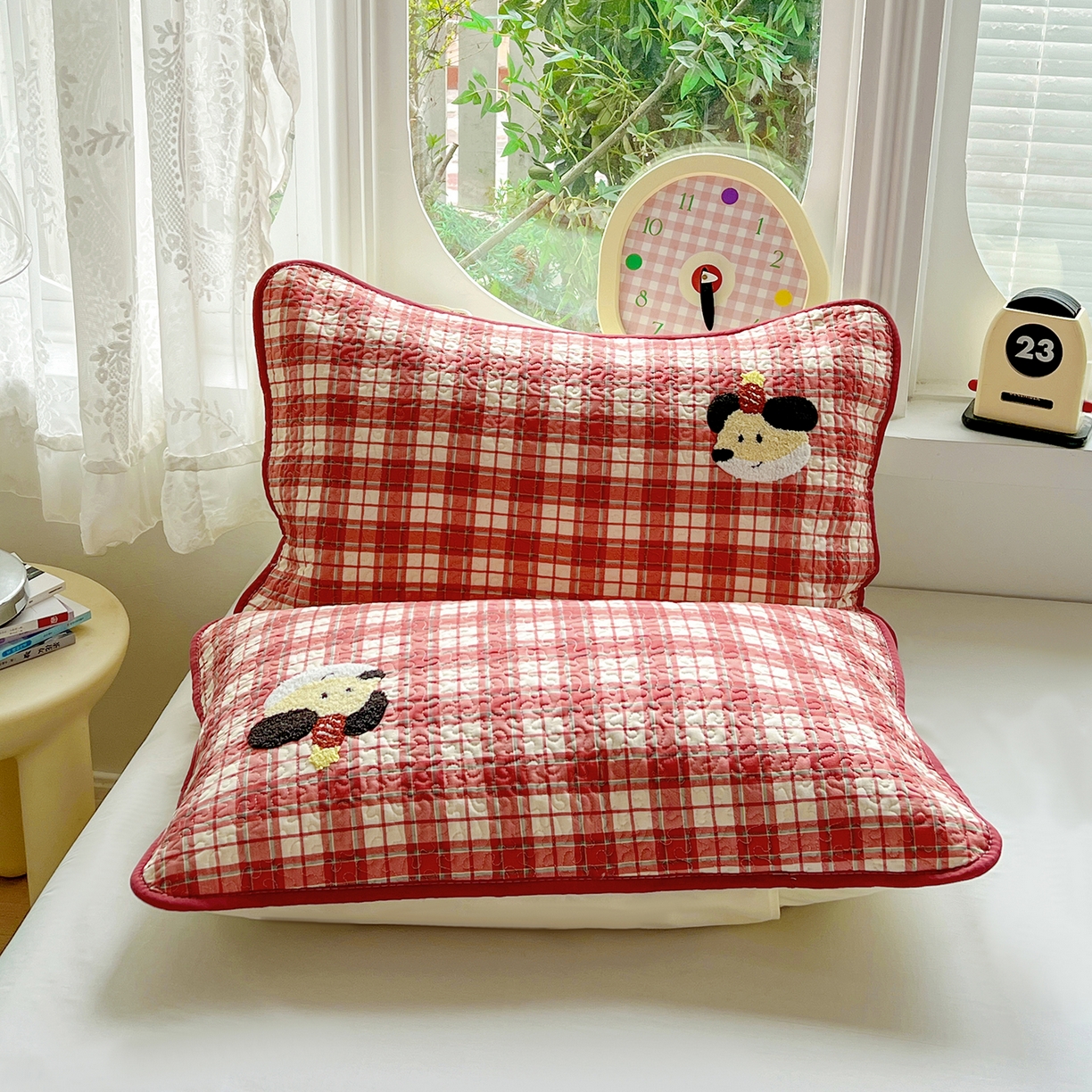 91家纺网 家纺一手货源 找家纺 鑫喜莱家纺 2026新款全棉纯棉夏被毛巾绣贝壳边大豆纤维全棉夏凉被空调被夹棉绗棉枕套 面包小狗