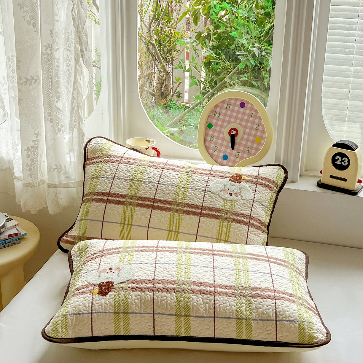 91家纺网 家纺一手货源 找家纺 鑫喜莱家纺 2026新款全棉纯棉夏被毛巾绣贝壳边大豆纤维全棉夏凉被空调被夹棉绗棉枕套 苹果小狗