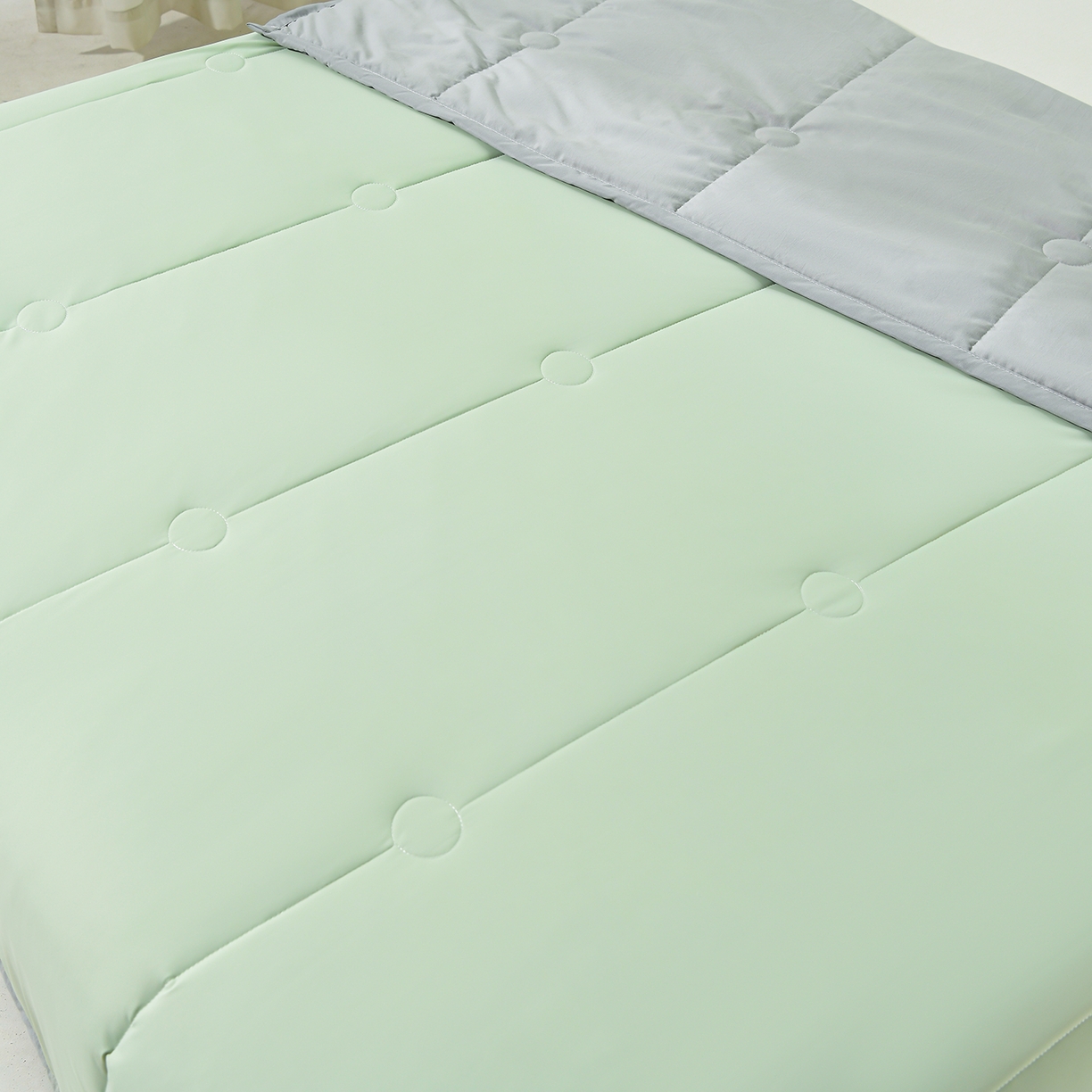 91家纺网 家纺一手货源 找家纺 羽涵家纺 2026新款双感凉感丝夏被夏凉被空调被 抹茶灰