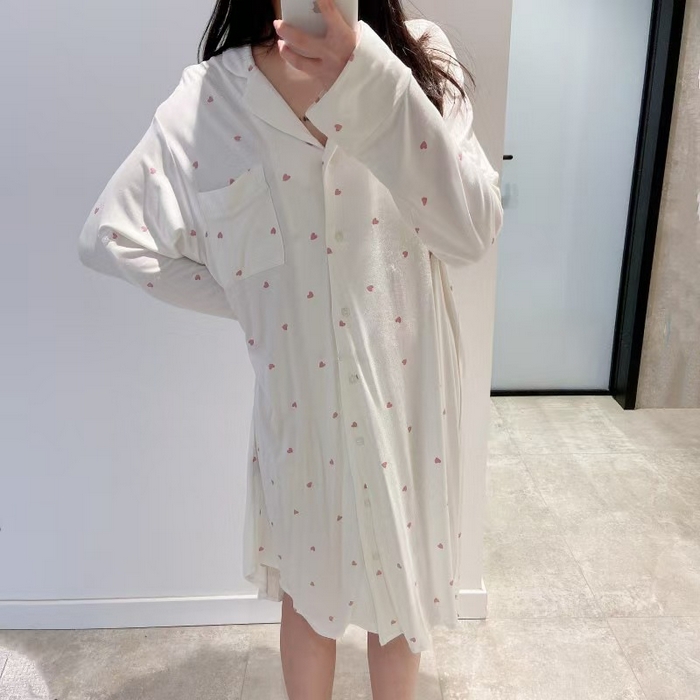 91家纺网 家纺一手货源 找家纺 （总）洛兰沙家居馆 日系睡裙女春秋莫代尔棉短袖长裙家居服休闲宽松舒适睡衣可外穿 