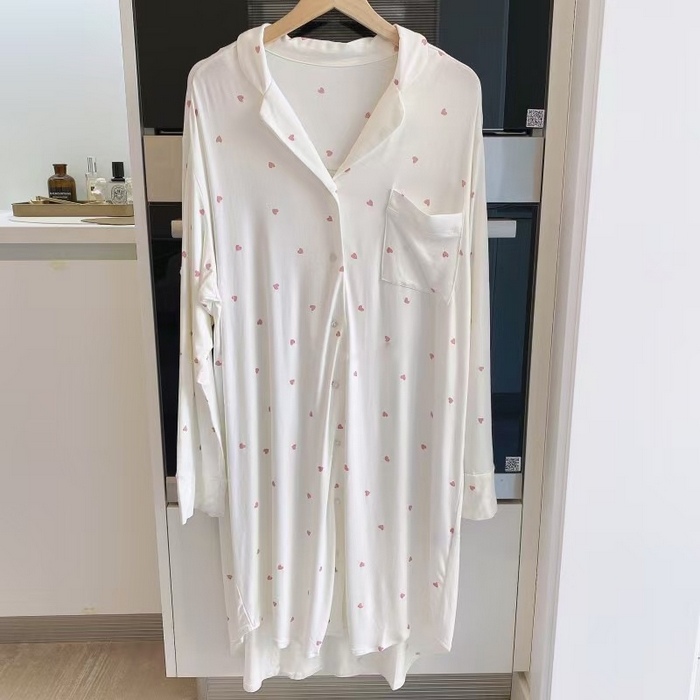 91家纺网 家纺一手货源 找家纺 （总）洛兰沙家居馆 日系睡裙女春秋莫代尔棉短袖长裙家居服休闲宽松舒适睡衣可外穿 