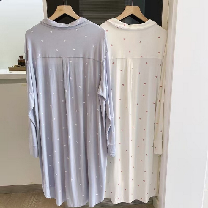 91家纺网 家纺一手货源 找家纺 （总）洛兰沙家居馆 日系睡裙女春秋莫代尔棉短袖长裙家居服休闲宽松舒适睡衣可外穿 