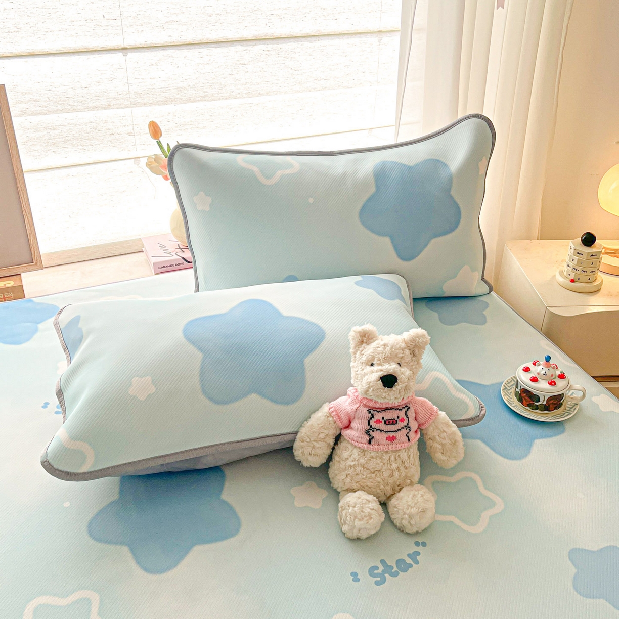 91家纺网 家纺一手货源 找家纺 川悦生活 2026新款凉豆豆斜纹冰丝凉席单品床笠单件床笠 床笠快乐星晴