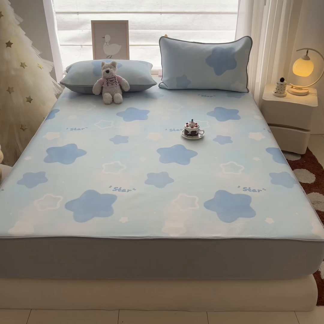 91家纺网 家纺一手货源 找家纺 川悦生活 2026新款凉豆豆斜纹冰丝凉席单品床笠单件床笠 床笠快乐星晴