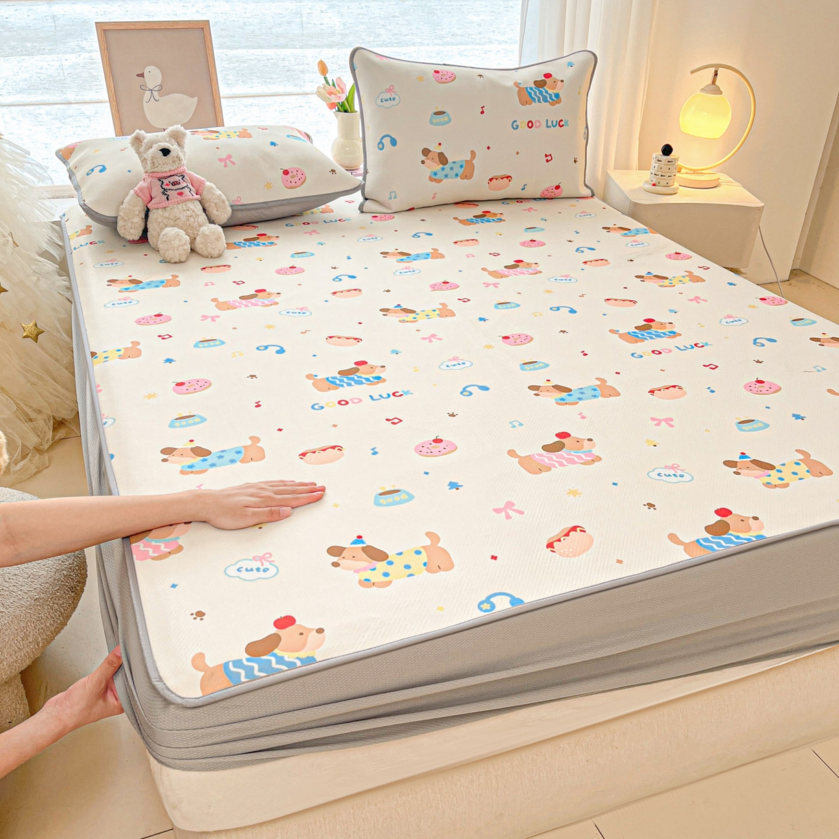 川悦生活 2026新款凉豆豆斜纹冰丝凉席单品床笠单件床笠 床笠腊肠庄园