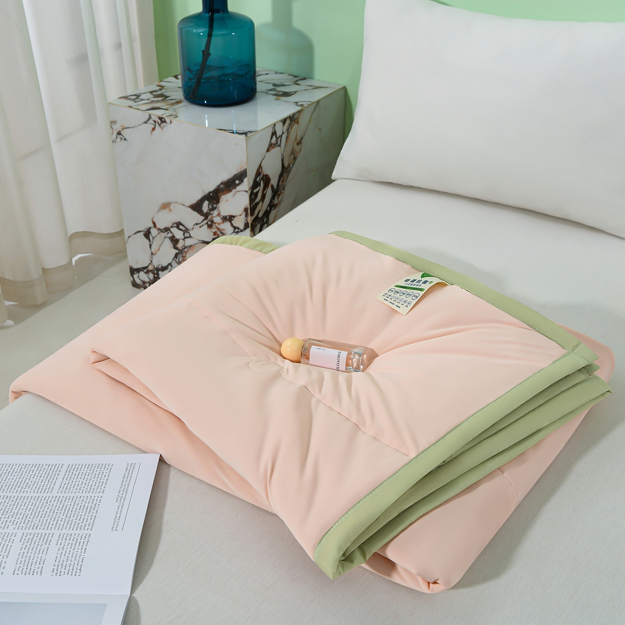 91家纺网 家纺一手货源 找家纺 羽涵家纺 2026新款双感凉感丝夏被夏凉被空调被 青柠粉