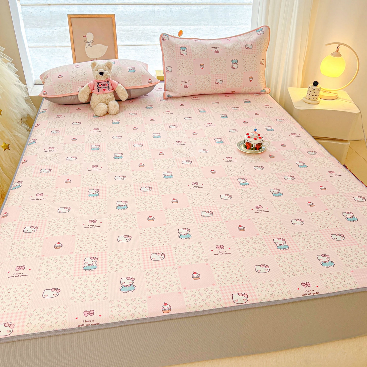 91家纺网 家纺一手货源 找家纺 川悦生活 2026新款凉豆豆斜纹冰丝凉席单品床笠单件床笠 床笠奶油糕糕喵