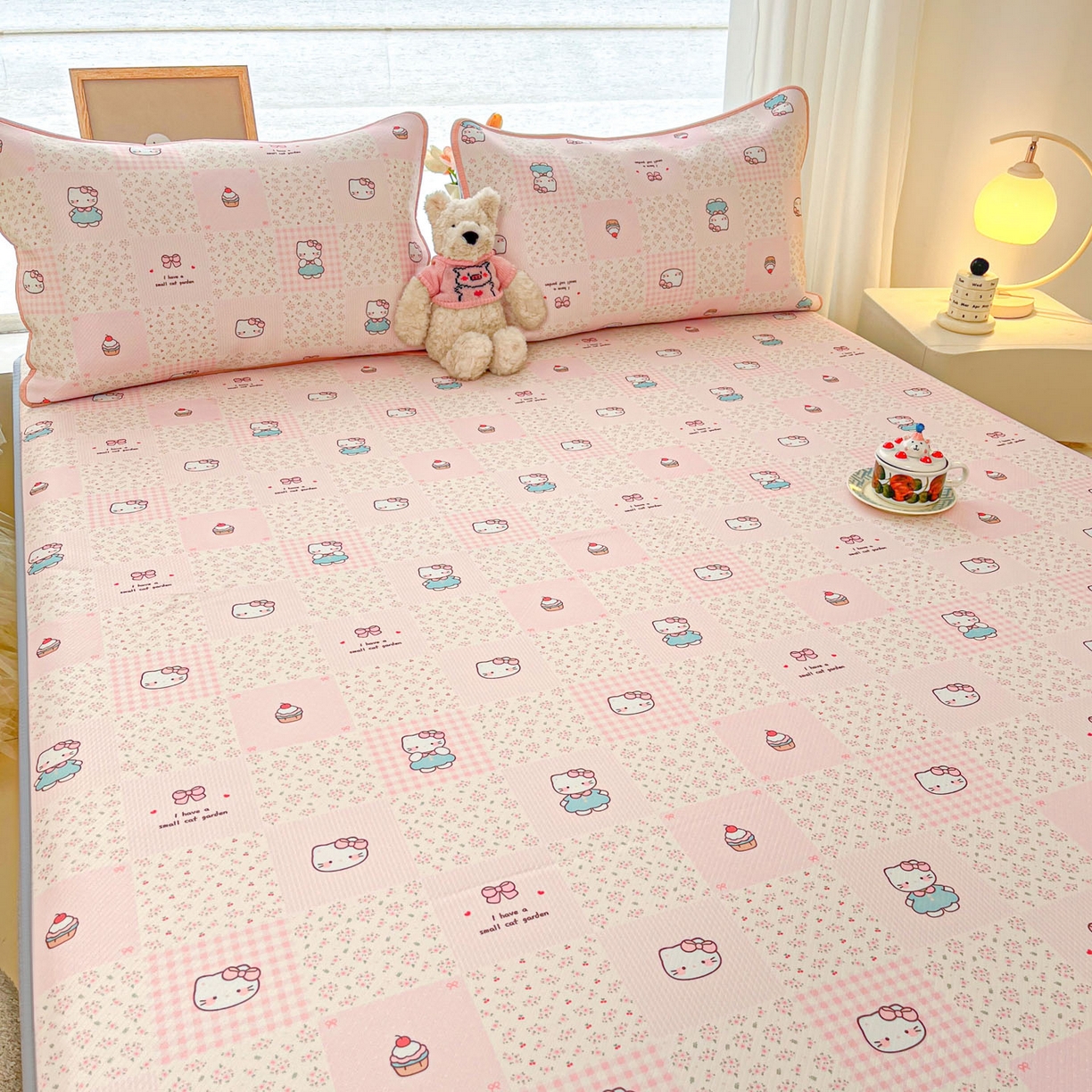 91家纺网 家纺一手货源 找家纺 川悦生活 2026新款凉豆豆斜纹冰丝凉席单品床笠单件床笠 床笠奶油糕糕喵