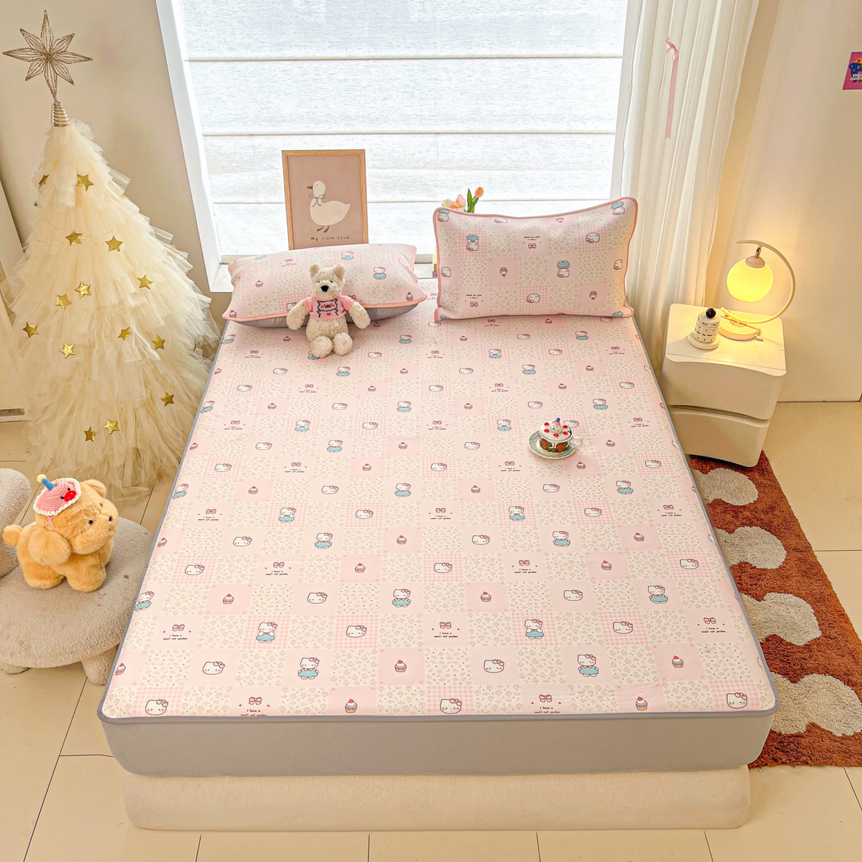 91家纺网 家纺一手货源 找家纺 川悦生活 2026新款凉豆豆斜纹冰丝凉席单品床笠单件床笠 床笠奶油糕糕喵