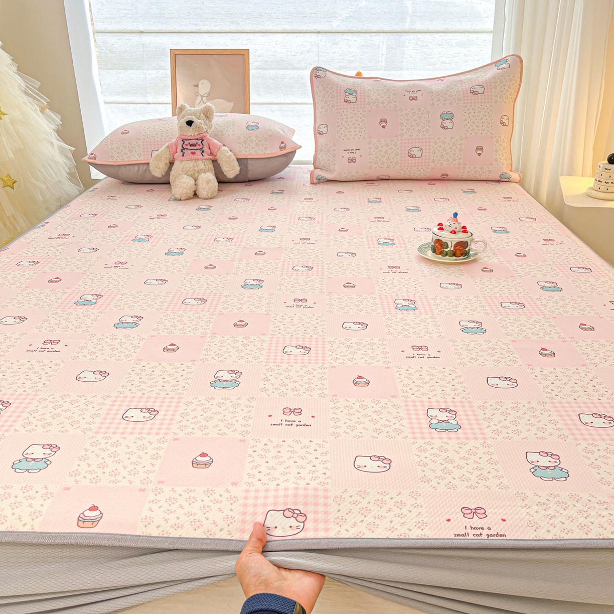 91家纺网 家纺一手货源 找家纺 川悦生活 2026新款凉豆豆斜纹冰丝凉席单品床笠单件床笠 床笠奶油糕糕喵