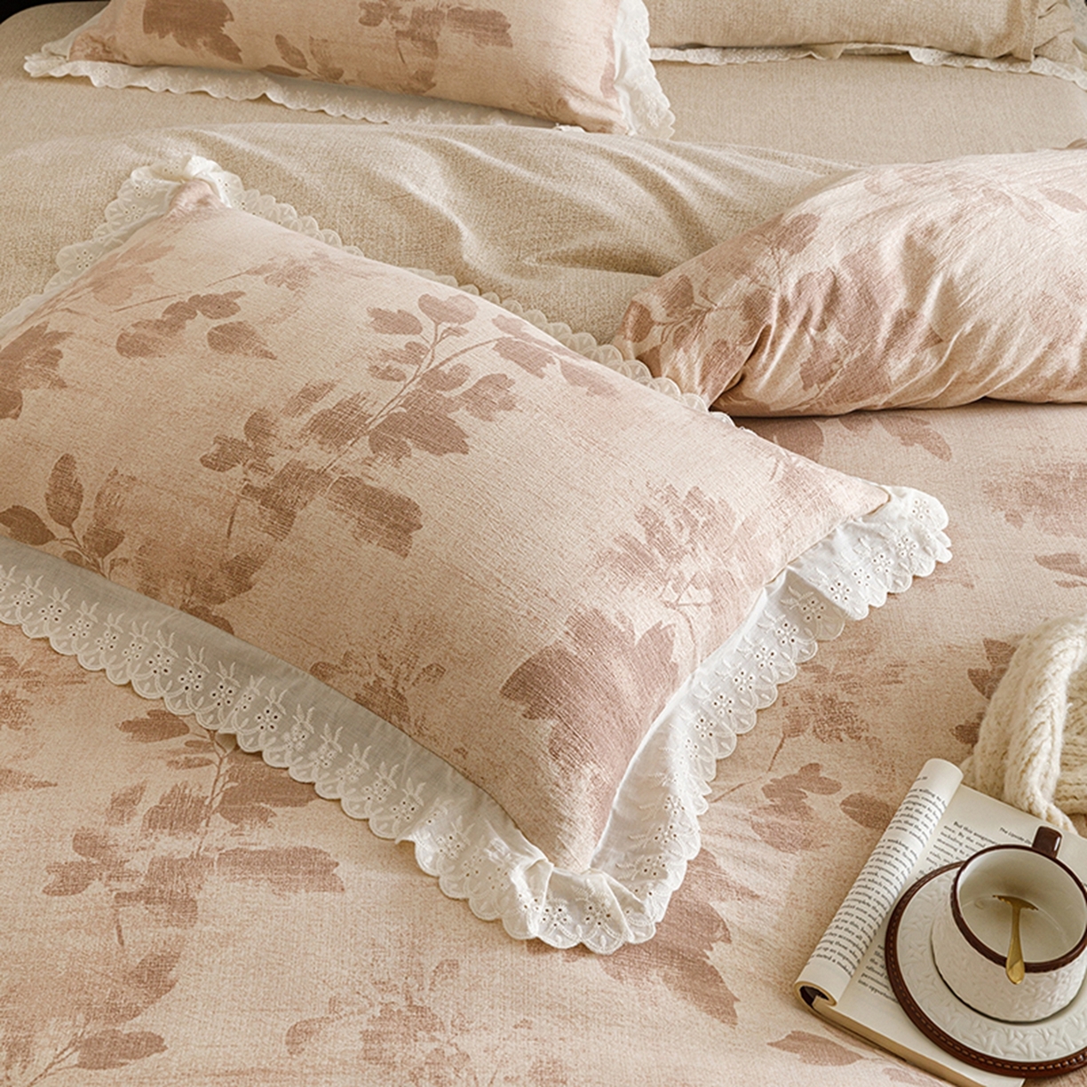 91家纺网 家纺一手货源 找家纺 （总）悦然毛巾被 2026春夏新款加厚原麻水洗复古风四件套亚麻提花花边四件套