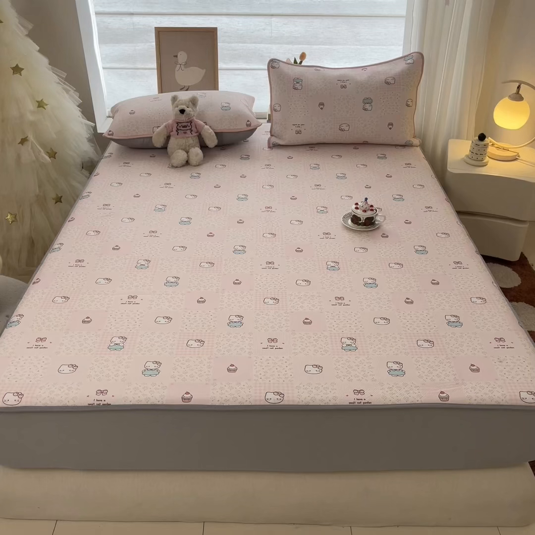 91家纺网 家纺一手货源 找家纺 川悦生活 2026新款凉豆豆斜纹冰丝凉席单品床笠单件床笠 床笠奶油糕糕喵