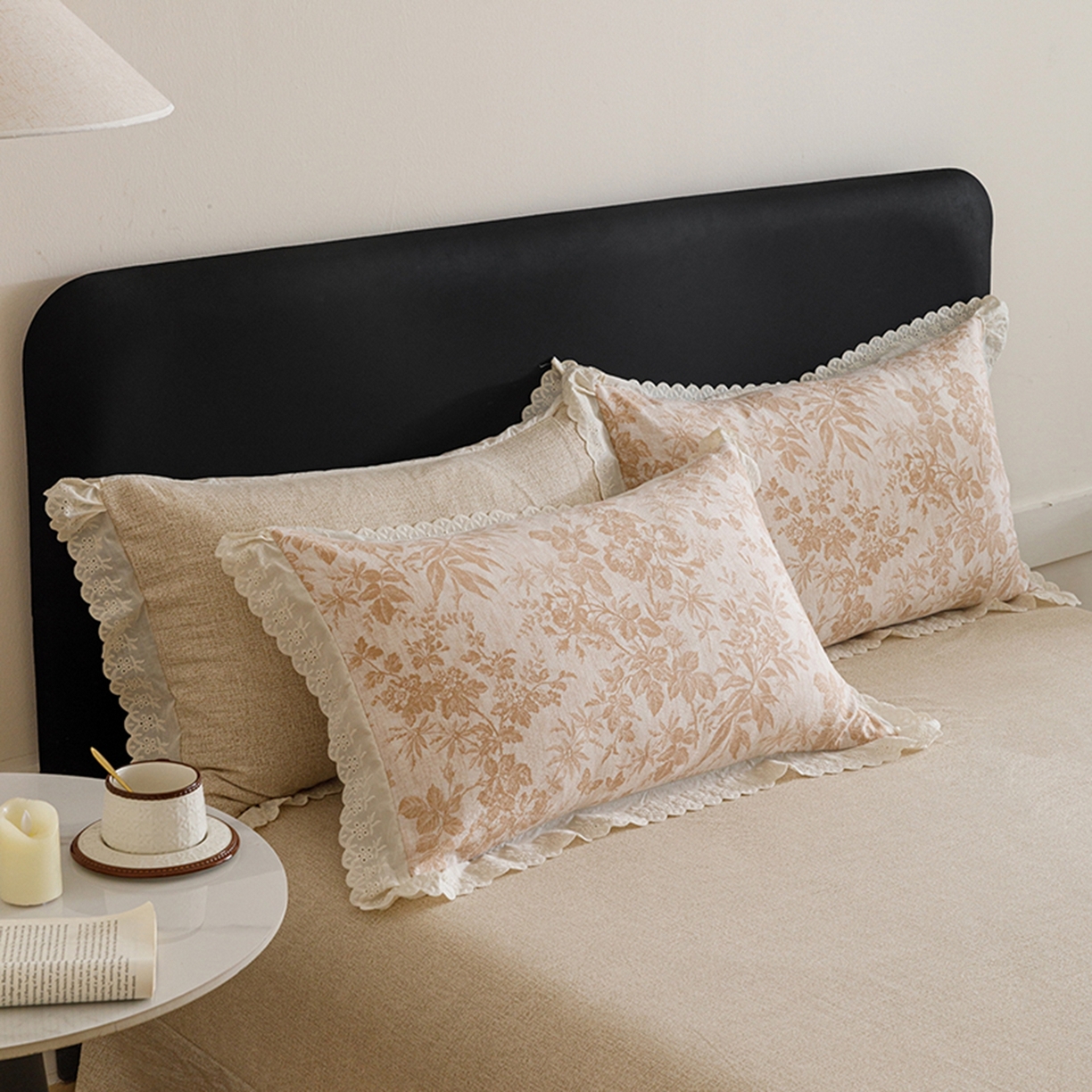 91家纺网 家纺一手货源 找家纺 悦然毛巾被 2026春夏新款加厚原麻水洗复古风四件套亚麻提花花边四件套 木棉花信