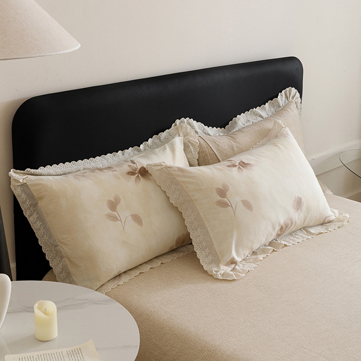 91家纺网 家纺一手货源 找家纺 悦然毛巾被 2026春夏新款加厚原麻水洗复古风四件套亚麻提花花边四件套 花影织梦