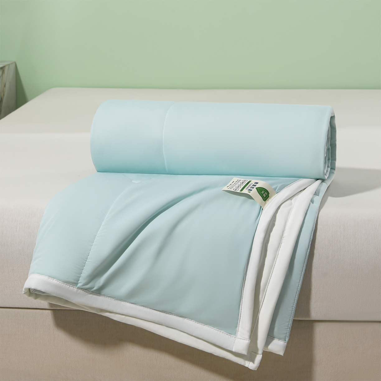 91家纺网 家纺一手货源 找家纺 羽涵家纺 2026新款双感凉感丝夏被夏凉被空调被 天青蓝