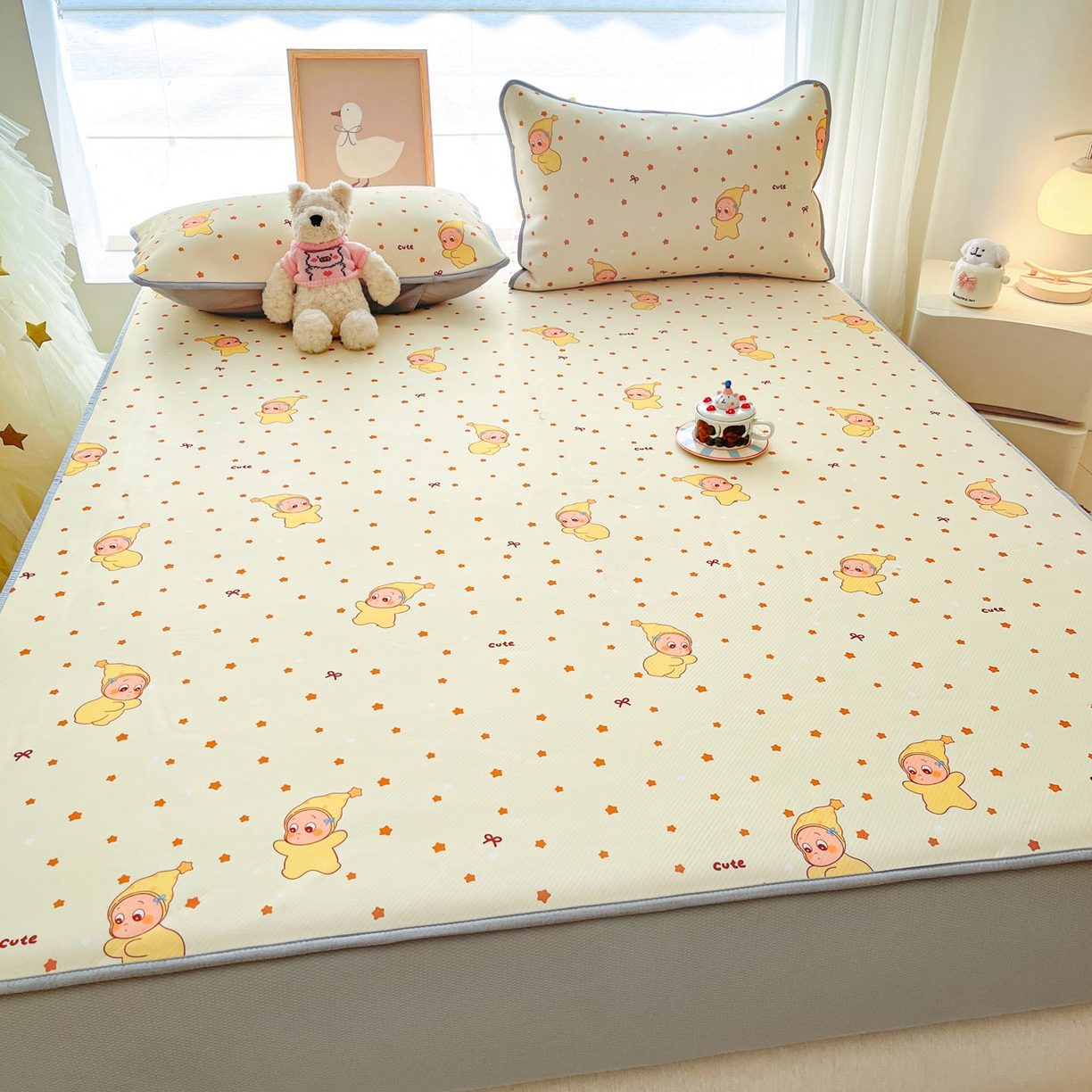 91家纺网 家纺一手货源 找家纺 川悦生活 2026新款凉豆豆斜纹冰丝凉席单品床笠单件床笠 床笠恰星星