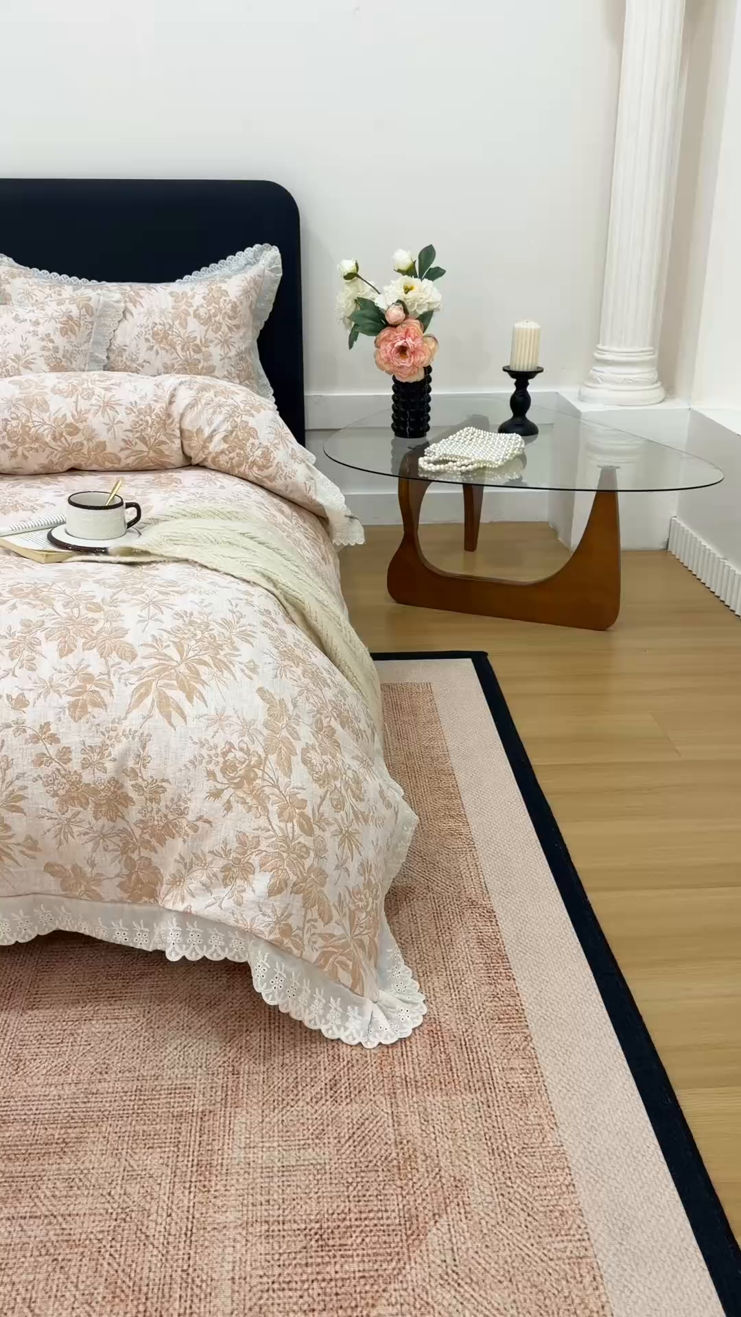 91家纺网 家纺一手货源 找家纺 悦然毛巾被 2026春夏新款加厚原麻水洗复古风四件套亚麻提花花边四件套 木棉花信