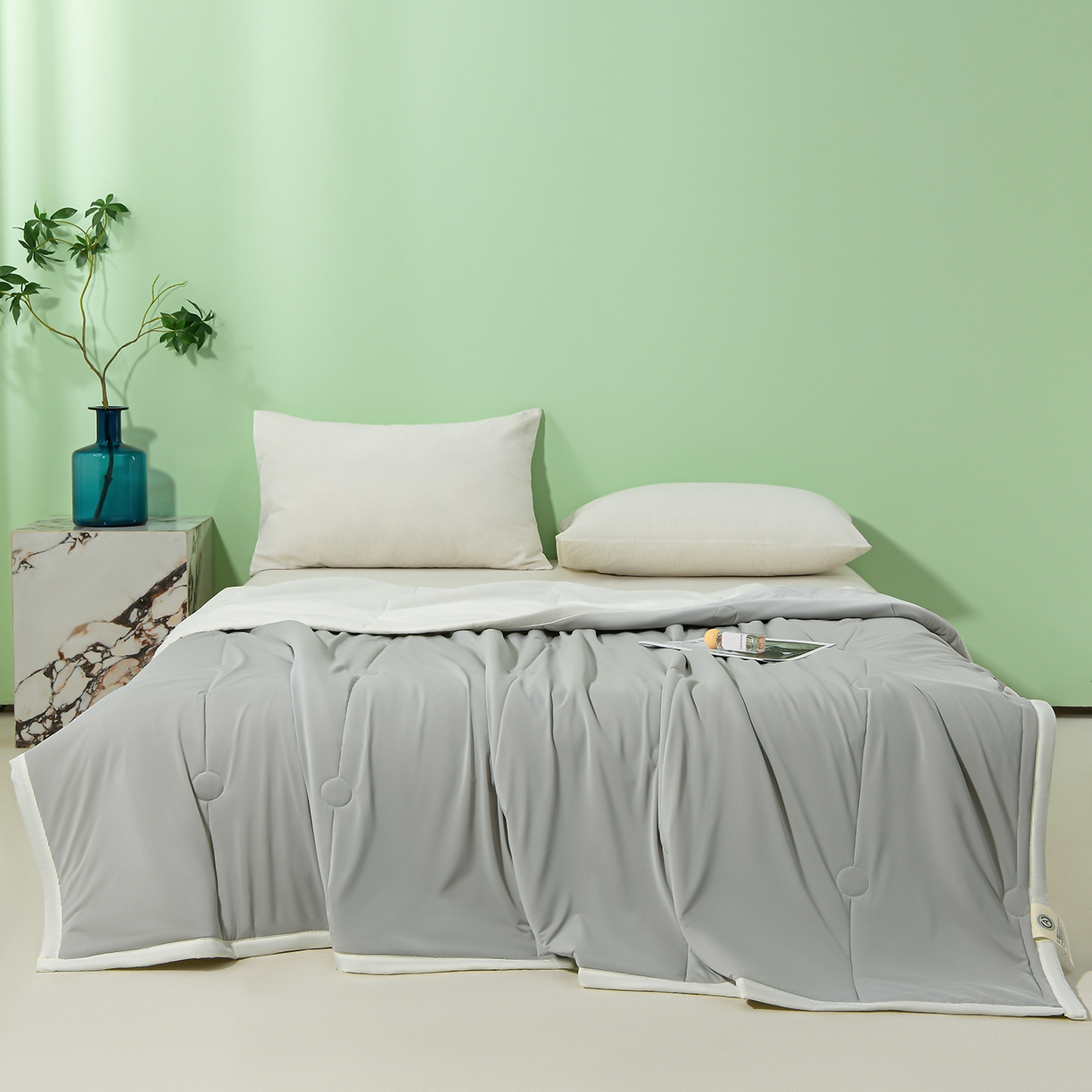 91家纺网 家纺一手货源 找家纺 羽涵家纺 2026新款双感凉感丝夏被夏凉被空调被 椰云灰