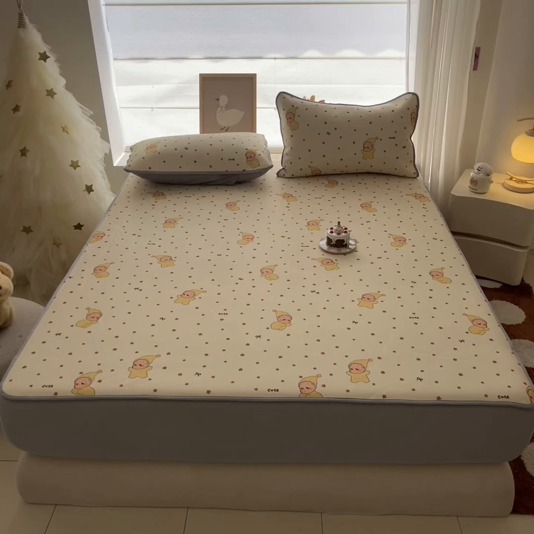 91家纺网 家纺一手货源 找家纺 川悦生活 2026新款凉豆豆斜纹冰丝凉席单品床笠单件床笠 床笠恰星星