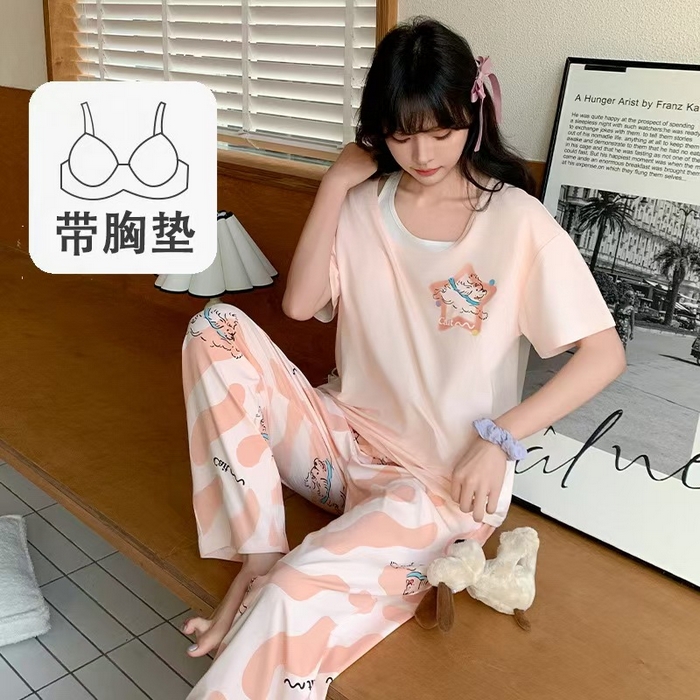 91家纺网 家纺一手货源 找家纺 （总）洛兰沙家居馆 日系夏季莫代尔棉短袖长裤家居服休闲宽松舒适大码居家睡衣 