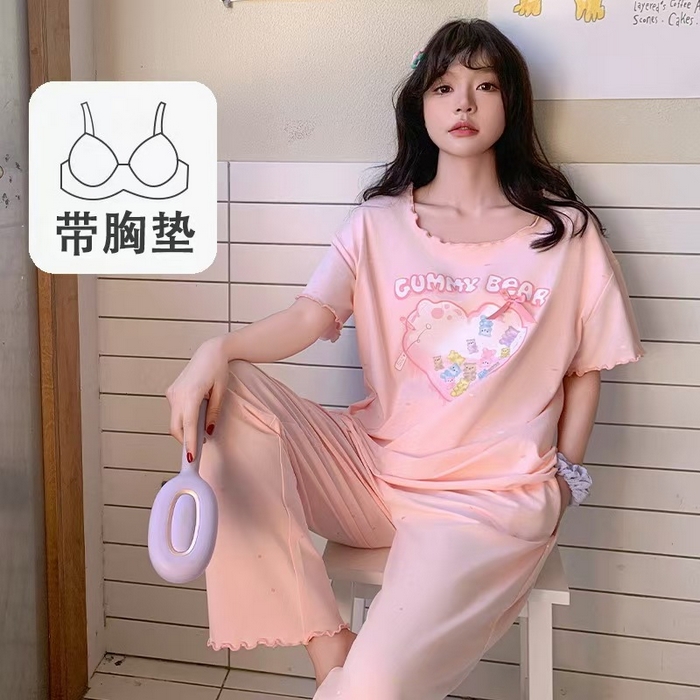 91家纺网 家纺一手货源 找家纺 （总）洛兰沙家居馆 日系夏季莫代尔棉短袖长裤家居服休闲宽松舒适大码居家睡衣 