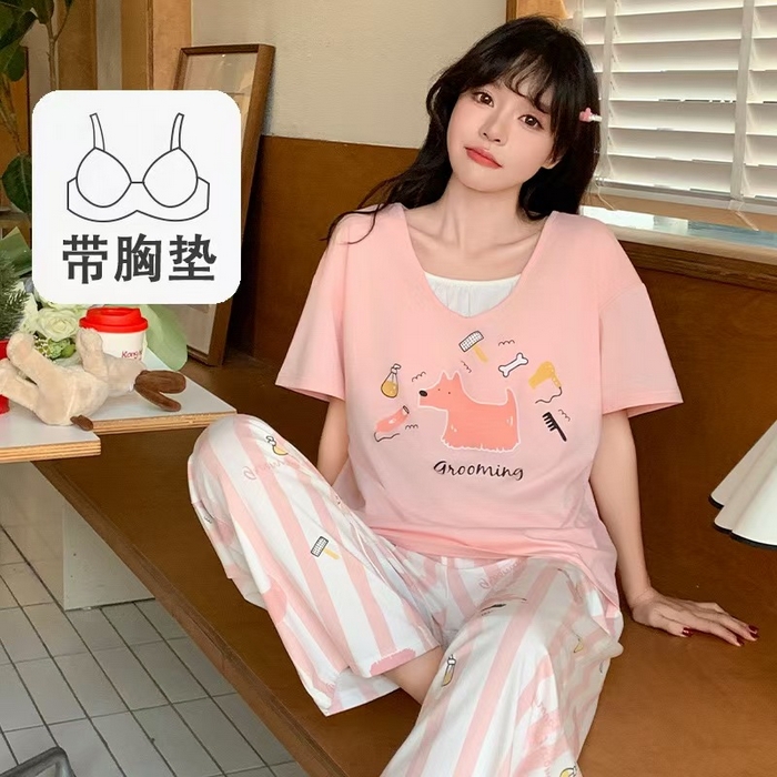 91家纺网 家纺一手货源 找家纺 （总）洛兰沙家居馆 2025新款情侣款全棉双层男女家居服简约睡衣套装长袖长裤格子简约风舒适款