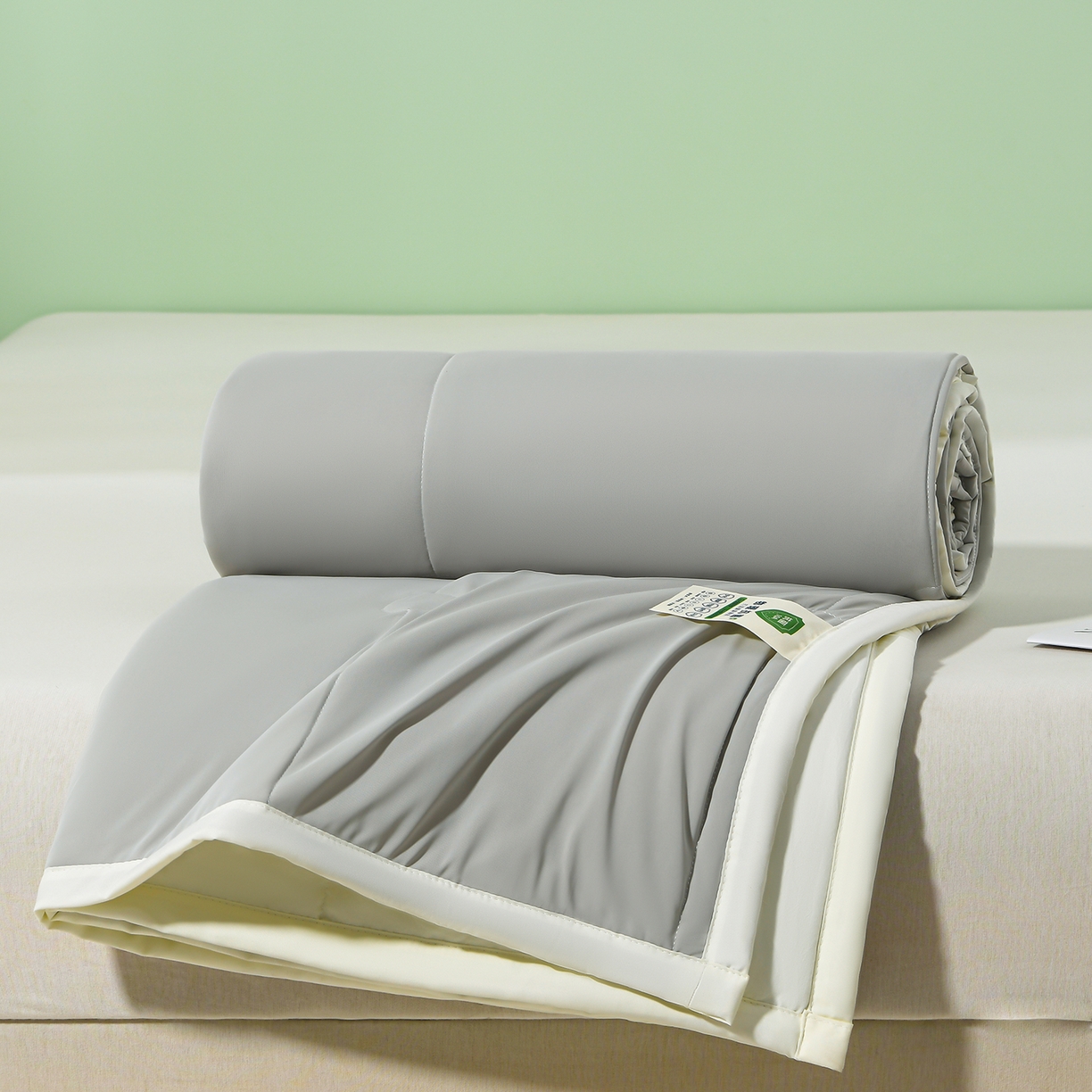 91家纺网 家纺一手货源 找家纺 羽涵家纺 2026新款双感凉感丝夏被夏凉被空调被 椰云灰