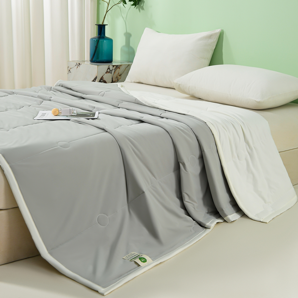 91家纺网 家纺一手货源 找家纺 羽涵家纺 2026新款双感凉感丝夏被夏凉被空调被 椰云灰