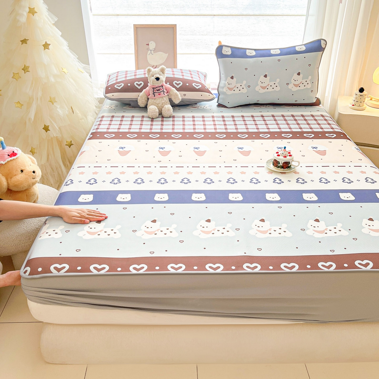 91家纺网 家纺一手货源 找家纺 川悦生活 2026新款凉豆豆斜纹冰丝凉席单品床笠单件床笠 床笠巧克力乐园