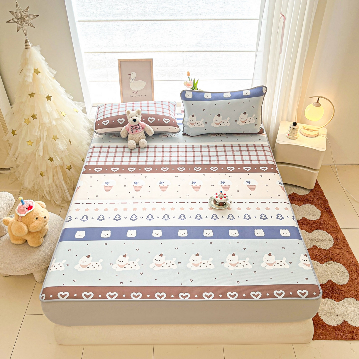 91家纺网 家纺一手货源 找家纺 川悦生活 2026新款凉豆豆斜纹冰丝凉席单品床笠单件床笠 床笠巧克力乐园