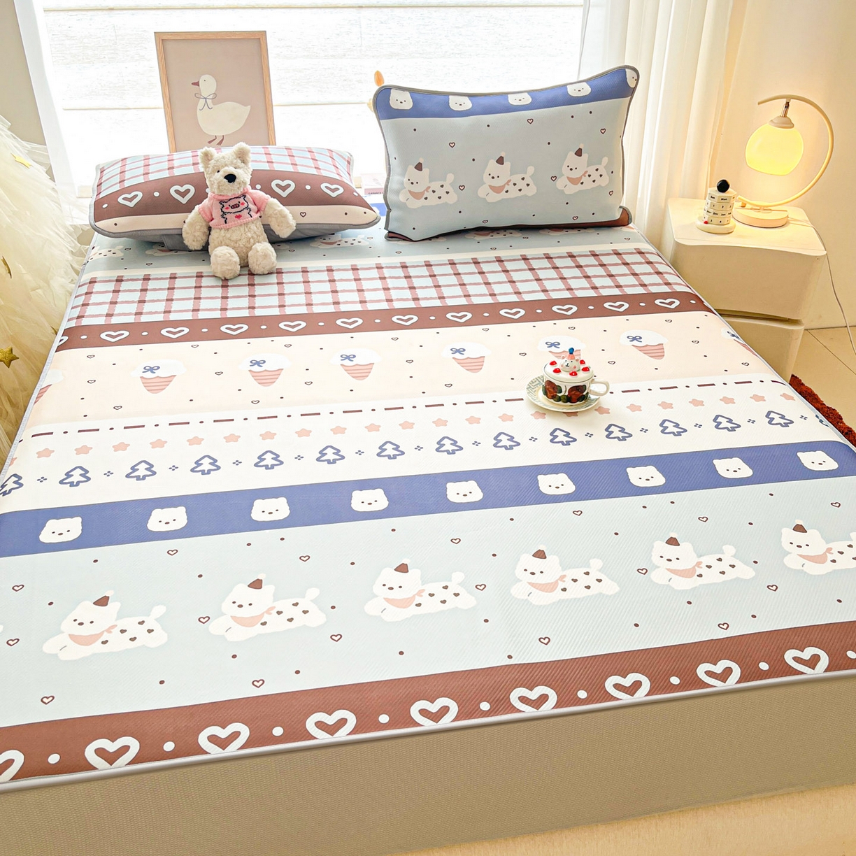 91家纺网 家纺一手货源 找家纺 川悦生活 2026新款凉豆豆斜纹冰丝凉席单品床笠单件床笠 床笠巧克力乐园