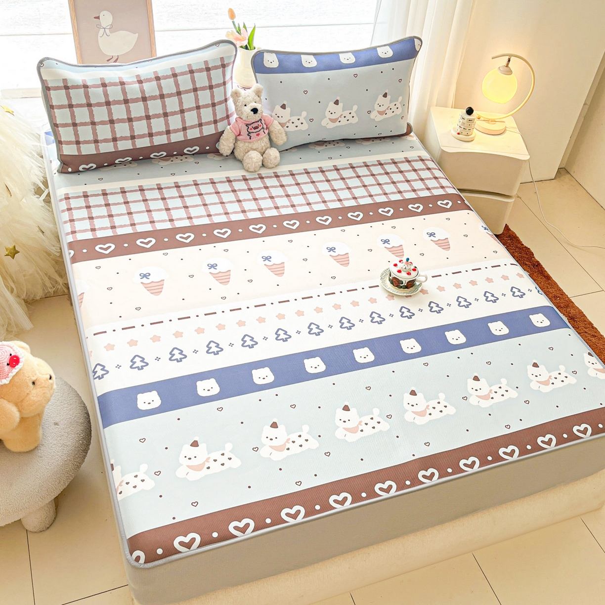 91家纺网 家纺一手货源 找家纺 川悦生活 2026新款凉豆豆斜纹冰丝凉席单品床笠单件床笠 床笠巧克力乐园