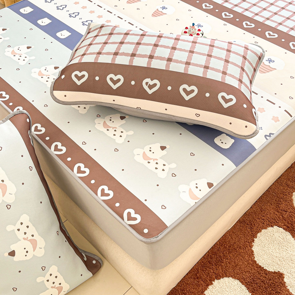 91家纺网 家纺一手货源 找家纺 川悦生活 2026新款凉豆豆斜纹冰丝凉席单品床笠单件床笠 床笠巧克力乐园